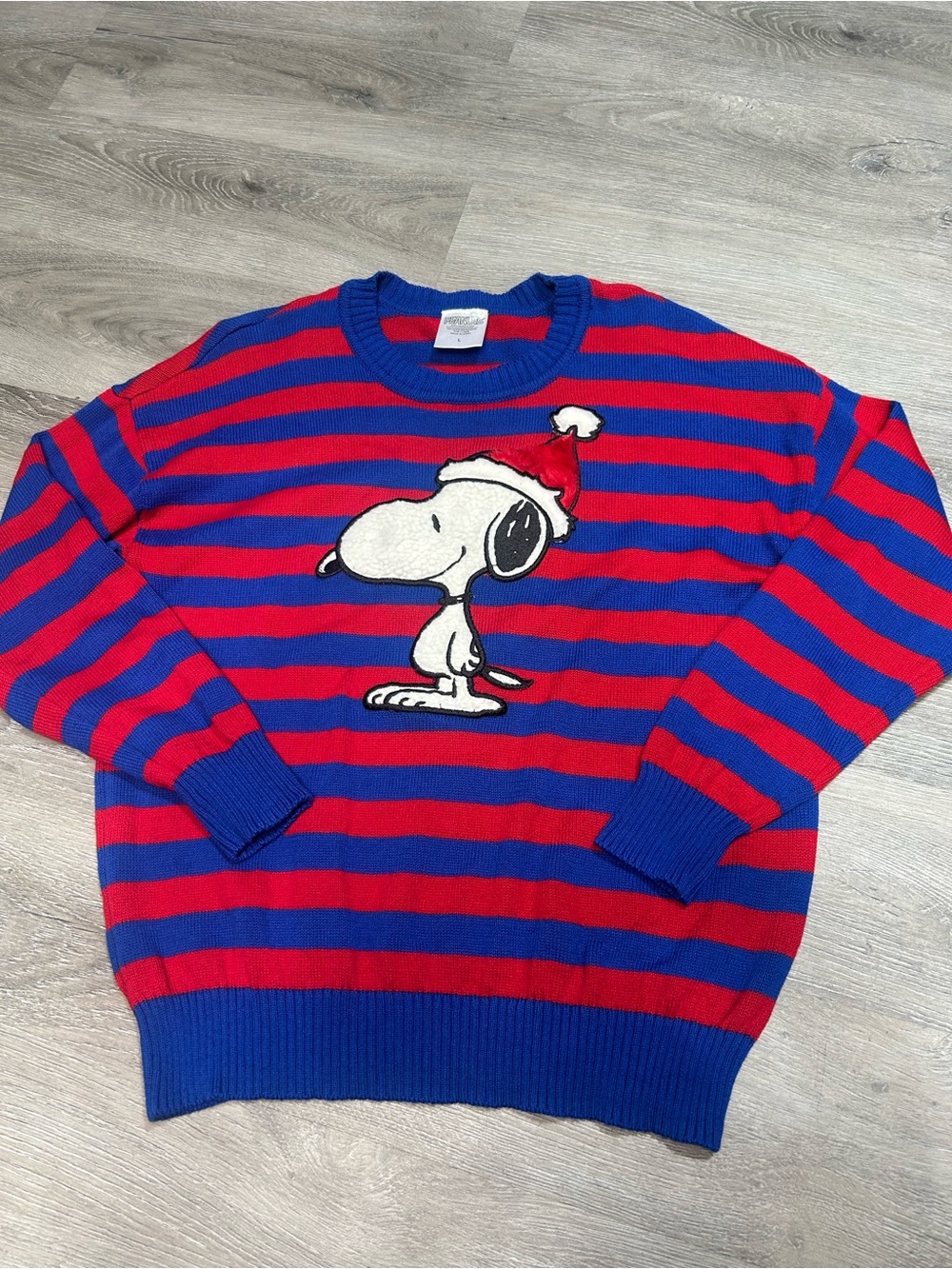 Snoopy peanut blue and red stripe sweater Sz L